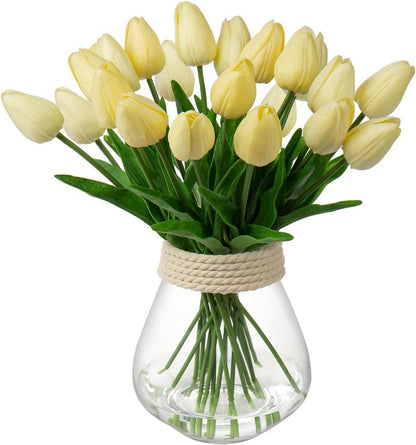 Künstliche Tulpen Blumenstrauß Latex Seide Real-Touch Gelb 10 Stück