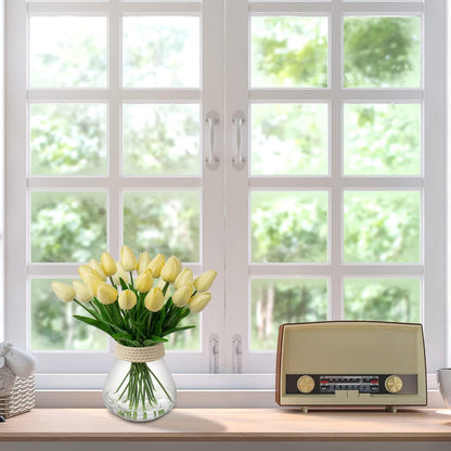 Künstliche Tulpen Blumenstrauß Latex Seide Real-Touch Gelb 10 Stück