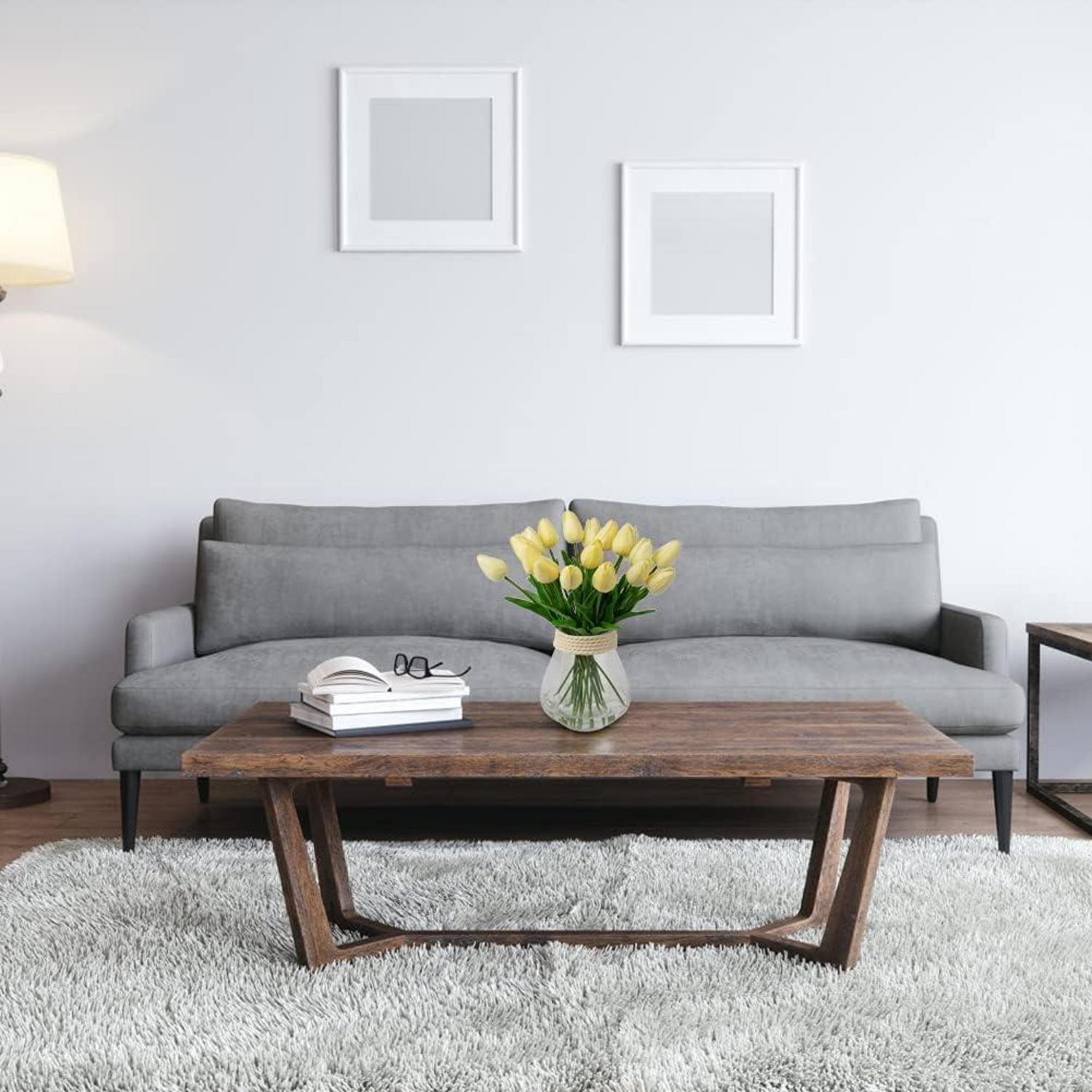 10er Set Künstliche Tulpen Blumenstrauß Latex Real-Touch Gelb