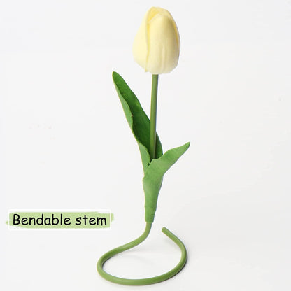 10 Stück Künstliche Tulpen Blumenstrauß Latex Real-Touch Gelb