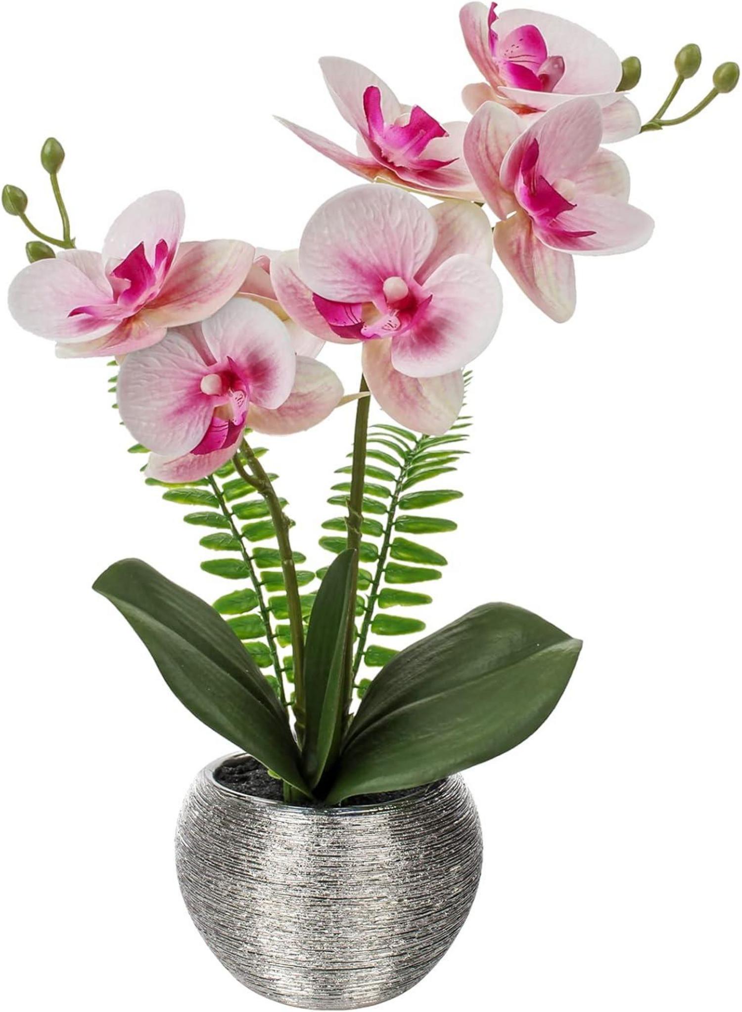 Künstliche Orchideen Deko Blumen Phalaenopsis rosa im Topf
