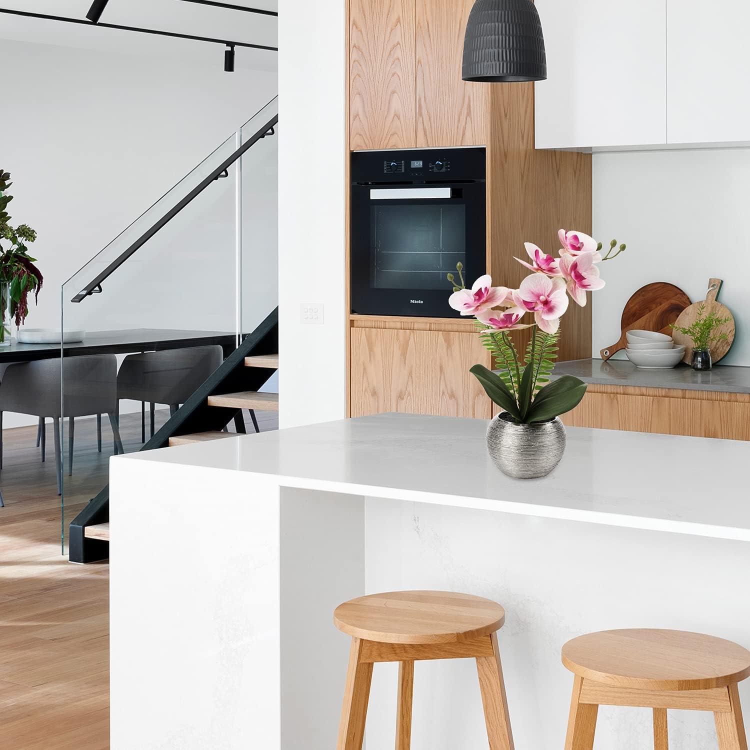 Künstliche Orchidee Phalaenopsis im Keramiktopf - Deko Blume 33 cm - Rosa