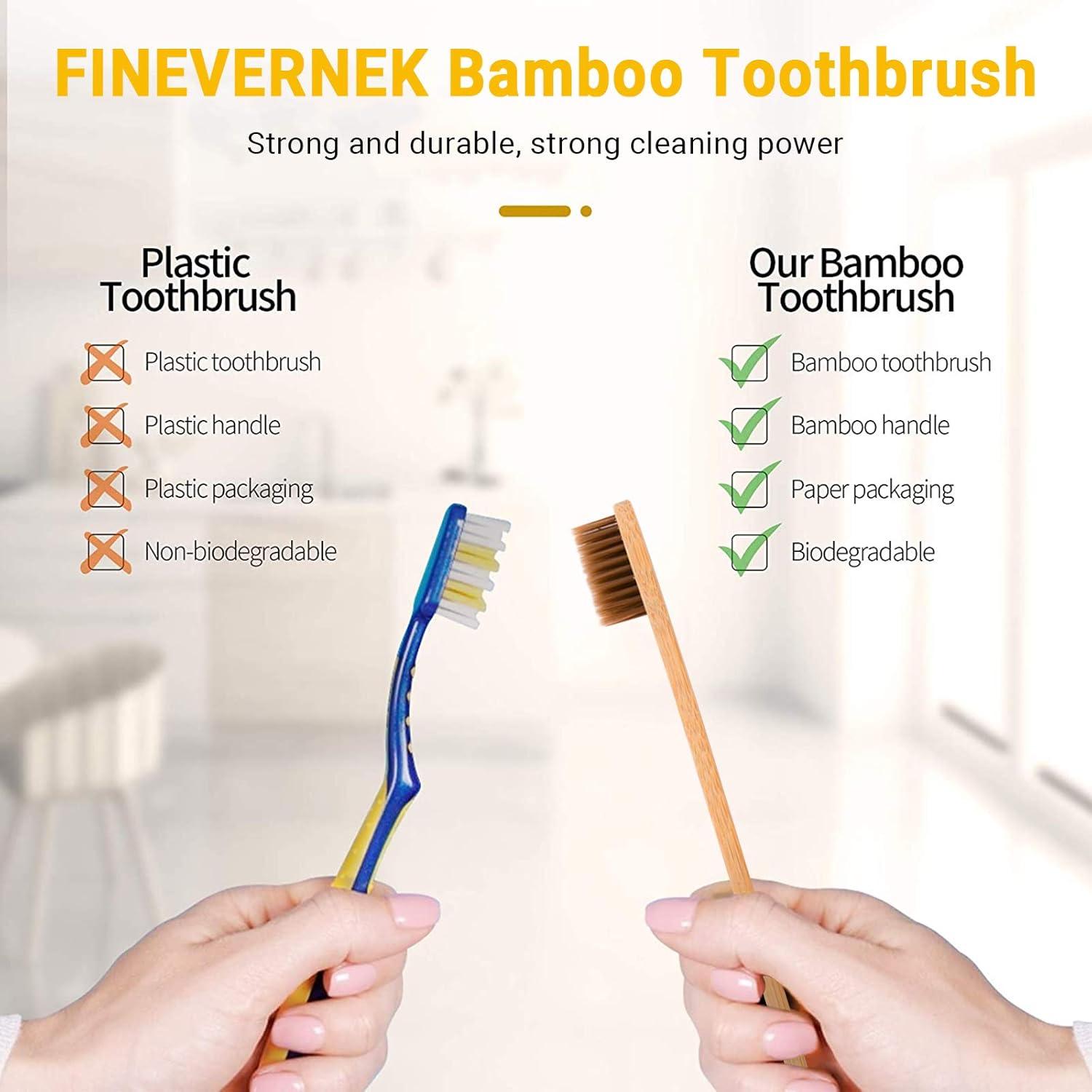 12er Pack Bambus Zahnbürsten Set Natur BPA-frei & Vegan