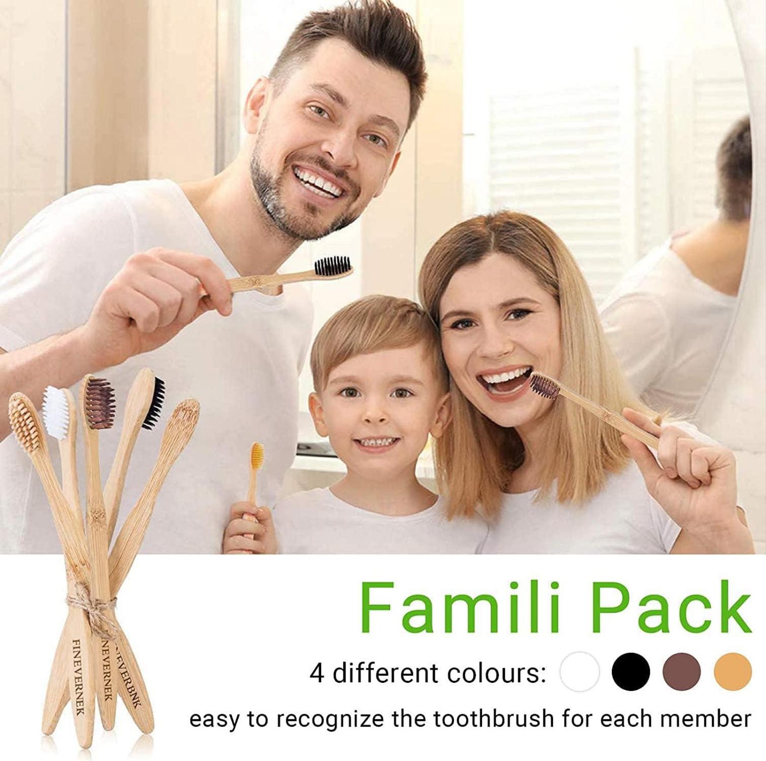 12er Pack Bambus Zahnbürsten, Holz