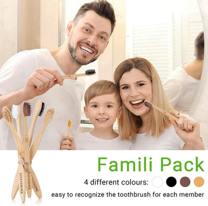 12er Pack Bambus Zahnbürsten, Holz