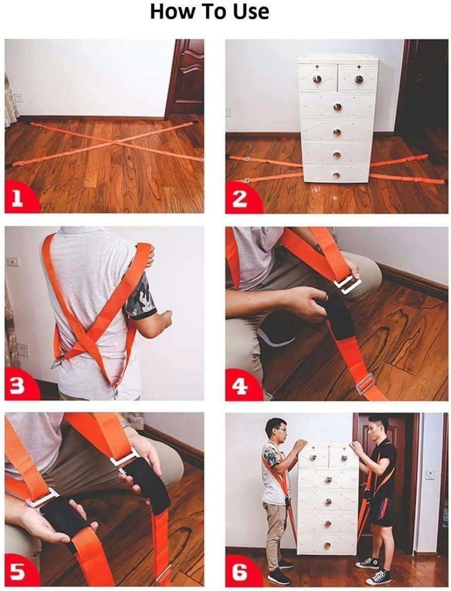 2-Personen Hebe- und Tragesystem mit einstellbarem Gurt - Rückenschonendes Tragen von schweren Möbeln