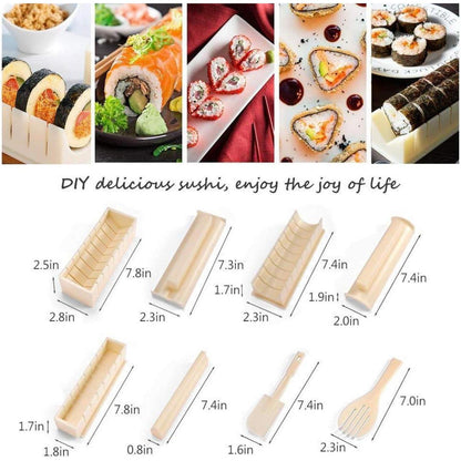 Sushi Maker Set für Anfänger mit 8 Formen, weiß/beige