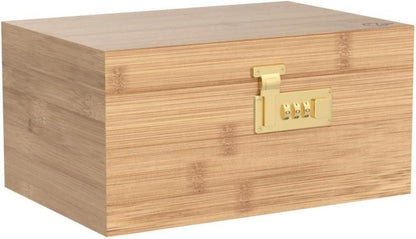 OZCHIN Große Bambusbox mit Zahlenschloss und Glasbehältern