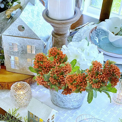 Künstliche Beeren Zweige Orange 5er Set 30 cm Weihnachtsdeko