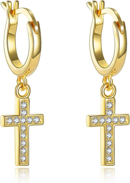 Sterling Silber Kreuz Ohrringe 925er Damen Mädchen Creolen Schmuck
