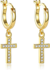 Sterling Silber Kreuz Ohrringe 925er Damen Mädchen Creolen Schmuck