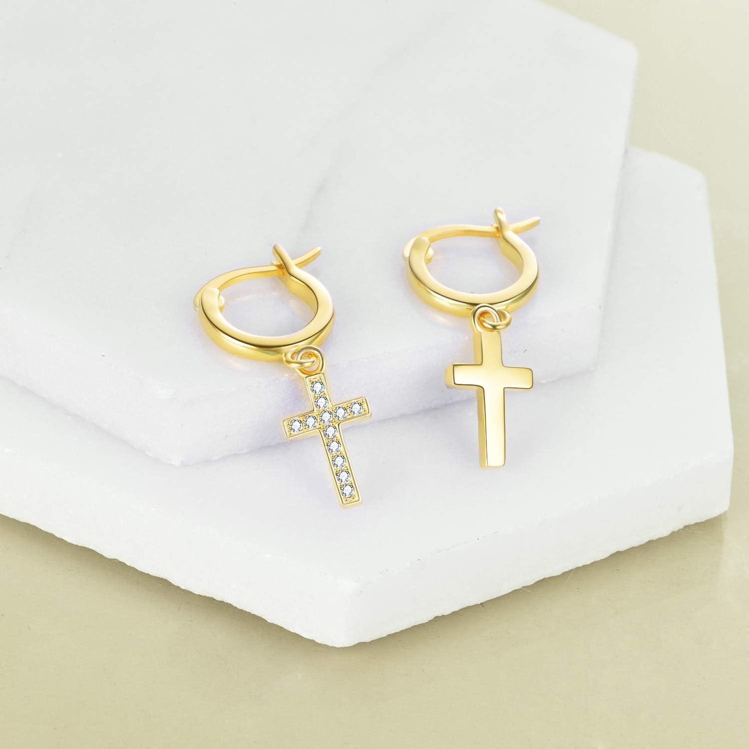 Sterling Silber Kreuz Ohrringe 925er Damen Mädchen Creolen Schmuck