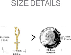 VONALA Kreuz Silber Ohrringe Damen Mädchen 13mm Gold