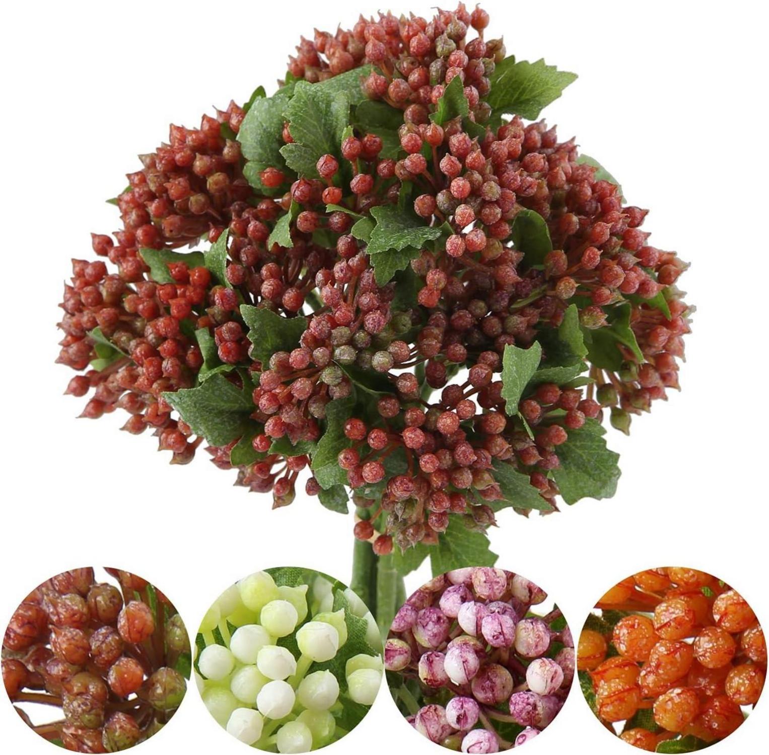 Künstliche Viburnum Beerenzweige Dekozweige 5er Set 30cm Rot