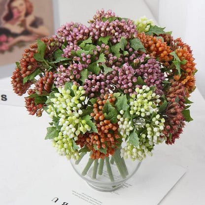 5er Set künstliche Viburnum Beerenzweige 30cm Kunstpflanzen Weihnachten Rot
