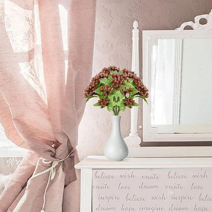 5er Set künstliche Viburnum Beerenzweige 30cm Kunstpflanzen Weihnachten Rot