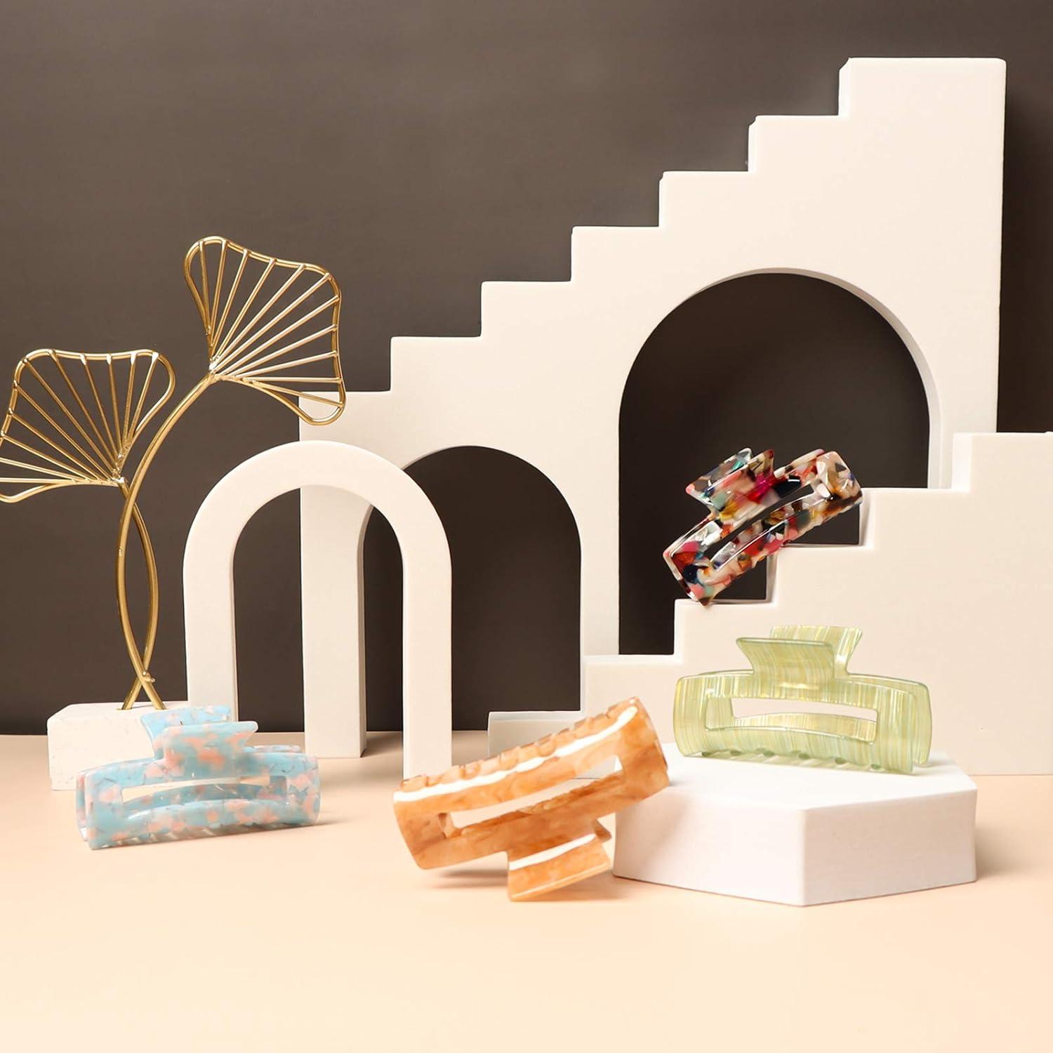 4PCS Acryl-Haar-Bananen-Haarclips Schildpatt-Stil