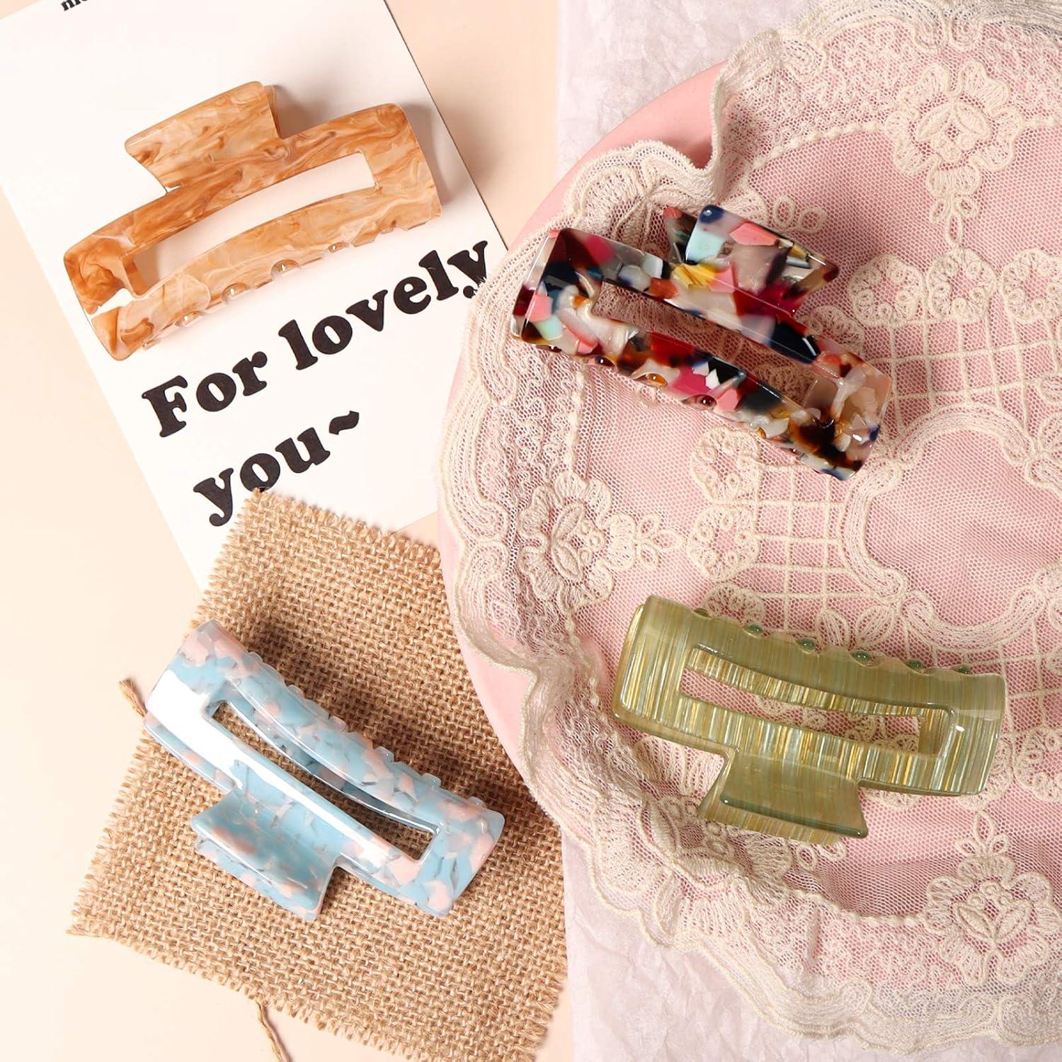 4PCS Acryl-Haar-Bananen-Haarspangen Schildpatt Klemme Leopardendruck