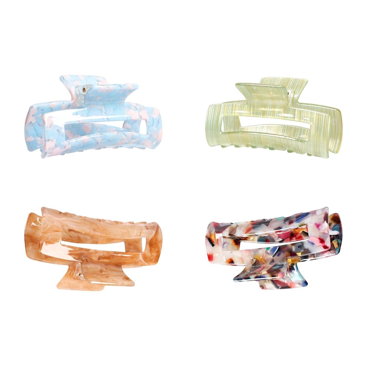 4PCS Acryl-Haarklammern Schildpatt Leopardendruck Frauen Mädchen