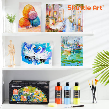 Acrylfarben Set 18 Farben 250ml hochpigmentiert Steine Leinwand Holz