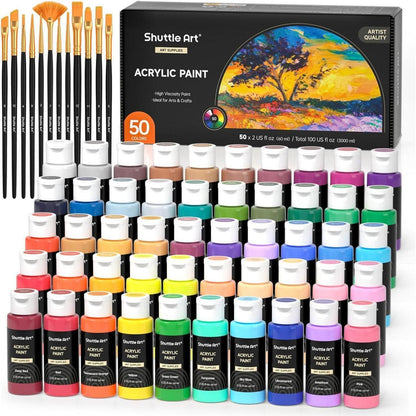 Shuttle Art Acrylfarben Set 50 Farben 60ml hochpigmentiert