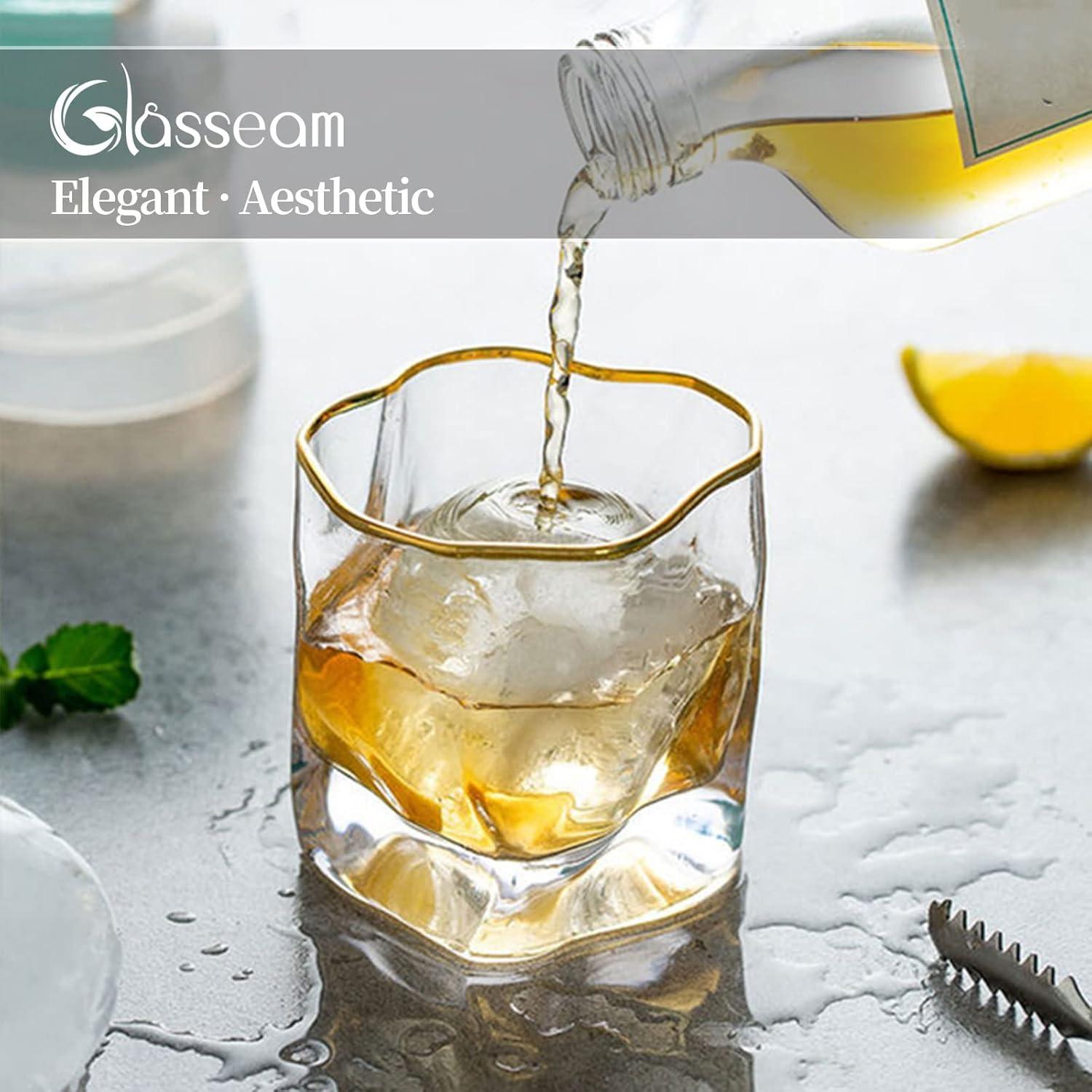 Whiskyglas Set 2 Stück Edel Tumbler Weingläser Goldrand für Männer Gin