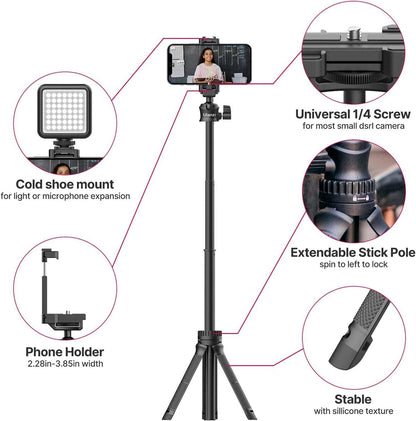 Handy Stativ Selfie Stick 10 Zoll für Smartphone, Mini Stativ 360° Drehung Kamera