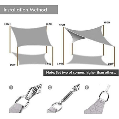 Sehr großes Sonnensegel 5x7m Sonnenschutz Set UV Schutz Grau
