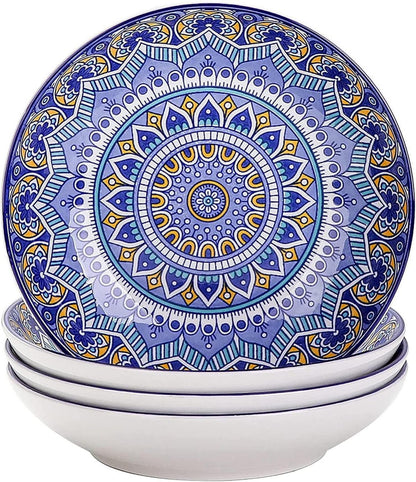 Porzellan Suppenteller Set Mandala 4tlg. Tiefteller 20,8cm - Boho Stil