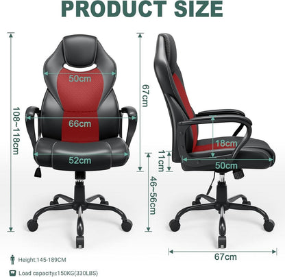 Bürostuhl Racing Gaming Schreibtischstuhl Ergonomisch Rot