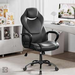 Ergonomischer Bürostuhl 150kg PU Leder schwarz Wippfunktion