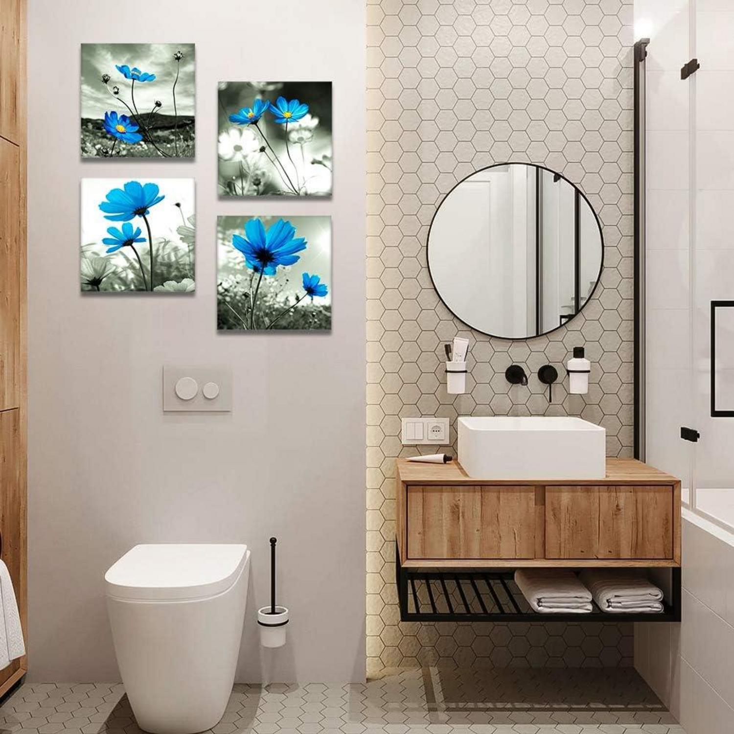 4-teiliges Blumen Leinwandbild Set für moderne Wanddekoration