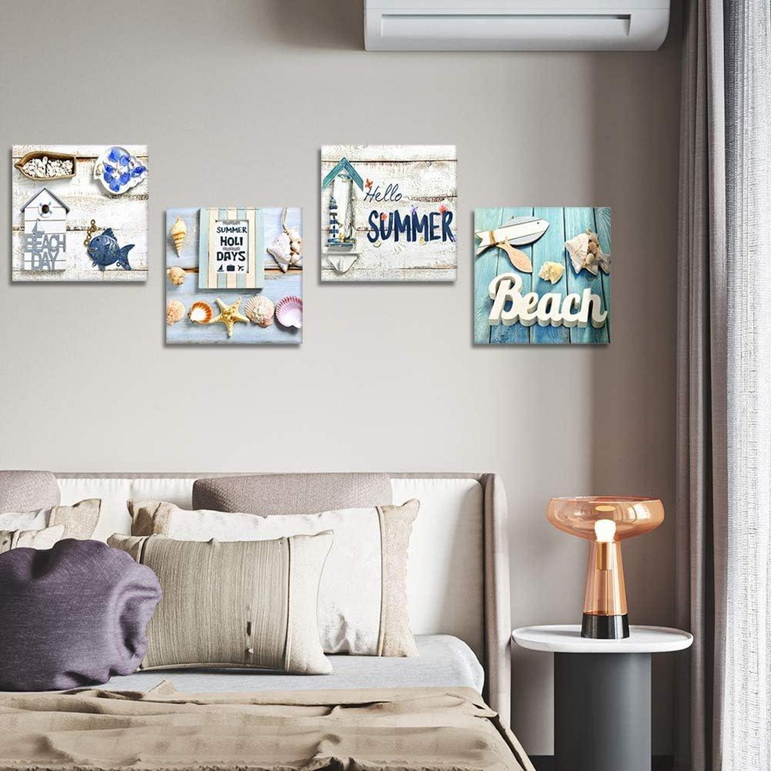 4-teiliges Leinwandbild Urlaub am Meer 30x30 cm - Moderne Wanddekoration