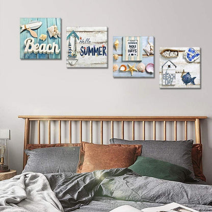 Leinwandbilder 4tlg. Urlaub am Meer Kunstdruck Wandbild 30x30cm