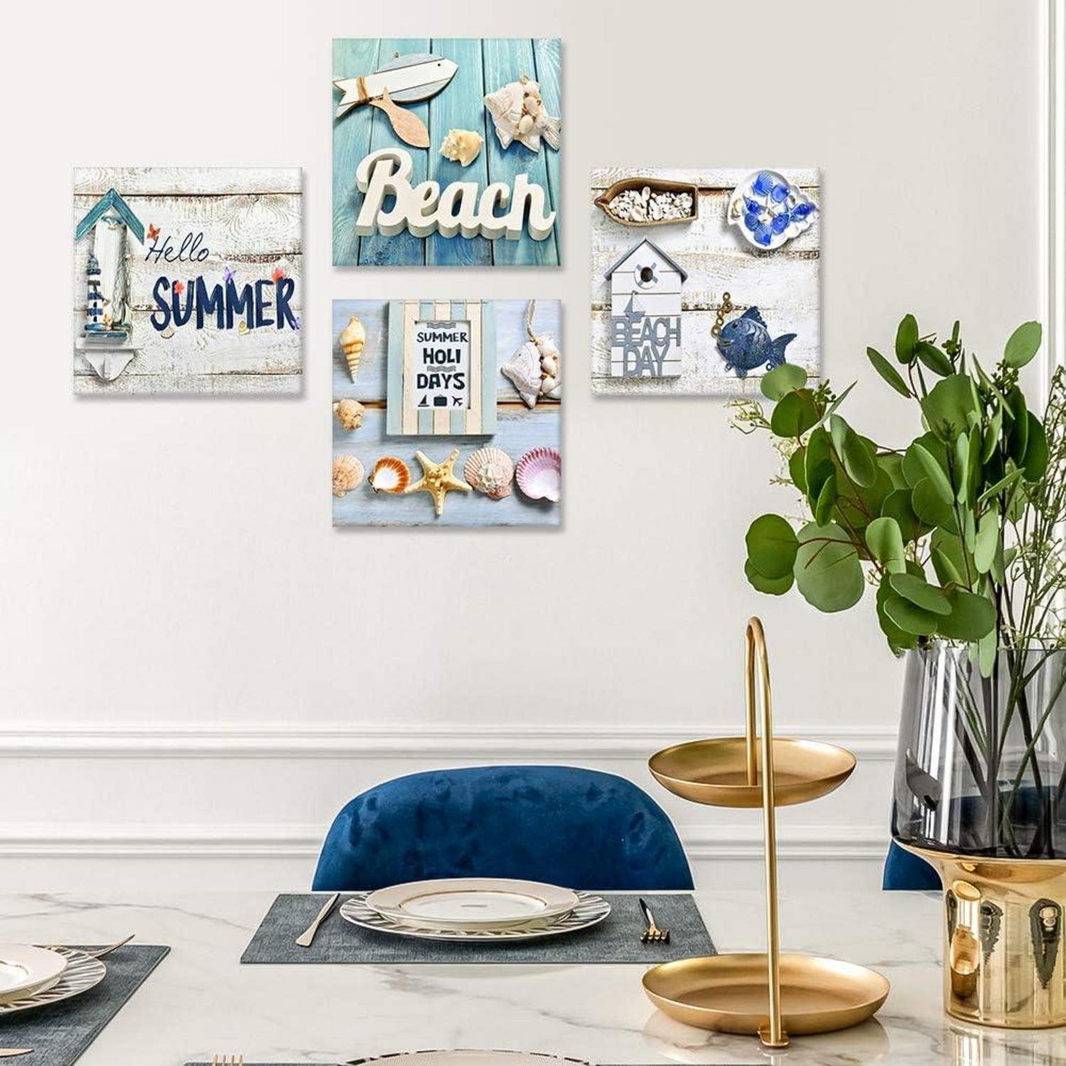 Leinwandbilder 4-teilig Urlaub am Meer 30x30 cm - Moderne