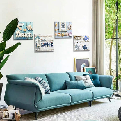 4-teiliges Leinwandbild Urlaub am Meer 30x30 cm - Moderne Wanddekoration