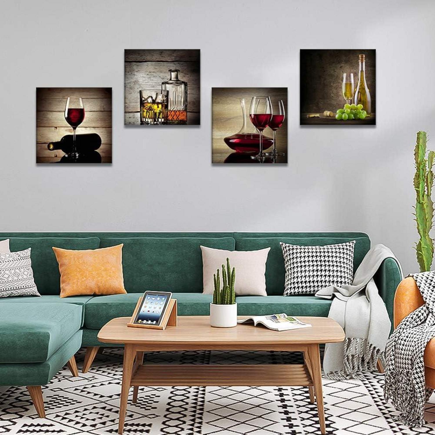 Moderne Leinwandbilder Weinglas Wanddekoration 30x30cm