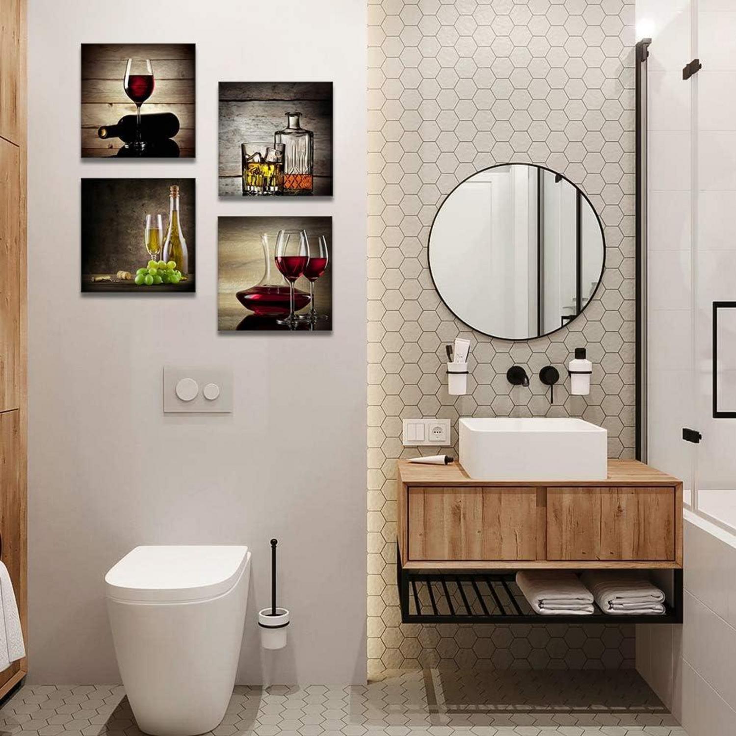 Elegantes Weinglas Leinwandbilder 4-teilig 30x30 cm Modernes Wandbild