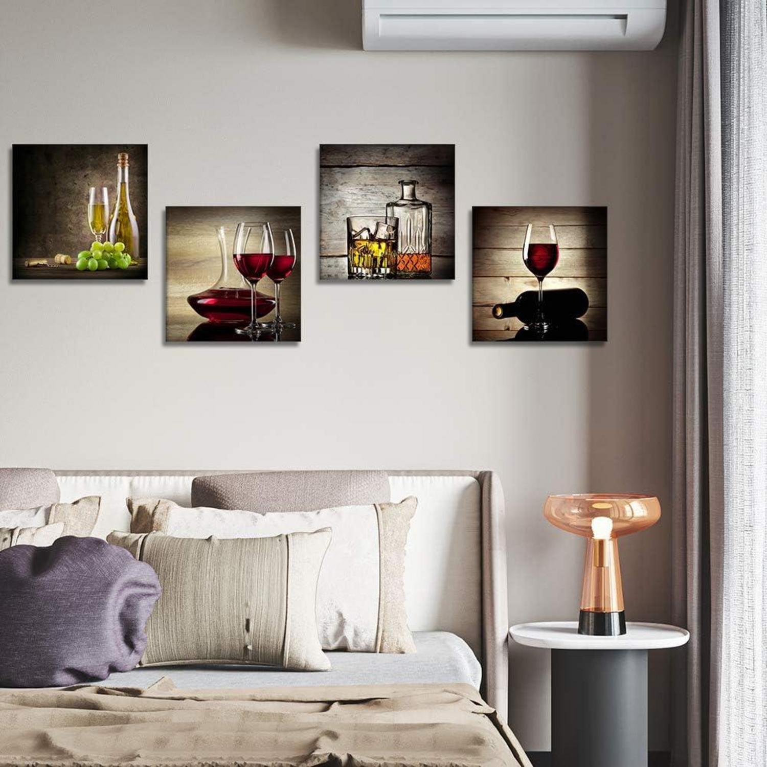 Moderne Leinwandbilder Weinglas Motiv Kunstdruck 30 x 30 cm