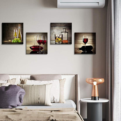 Moderne Leinwandbilder Weinglas Motiv Kunstdruck 30 x 30 cm