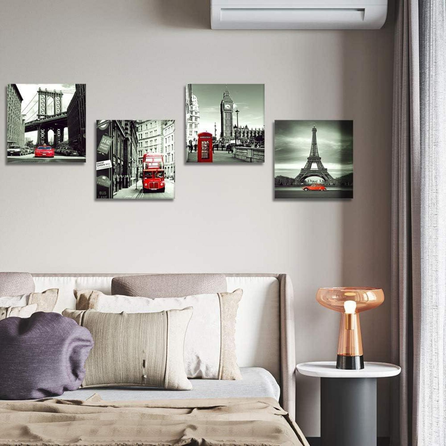 Moderne Leinwandbilder Rotes Stadtbild 4-teilig 30x30cm Wanddekoration