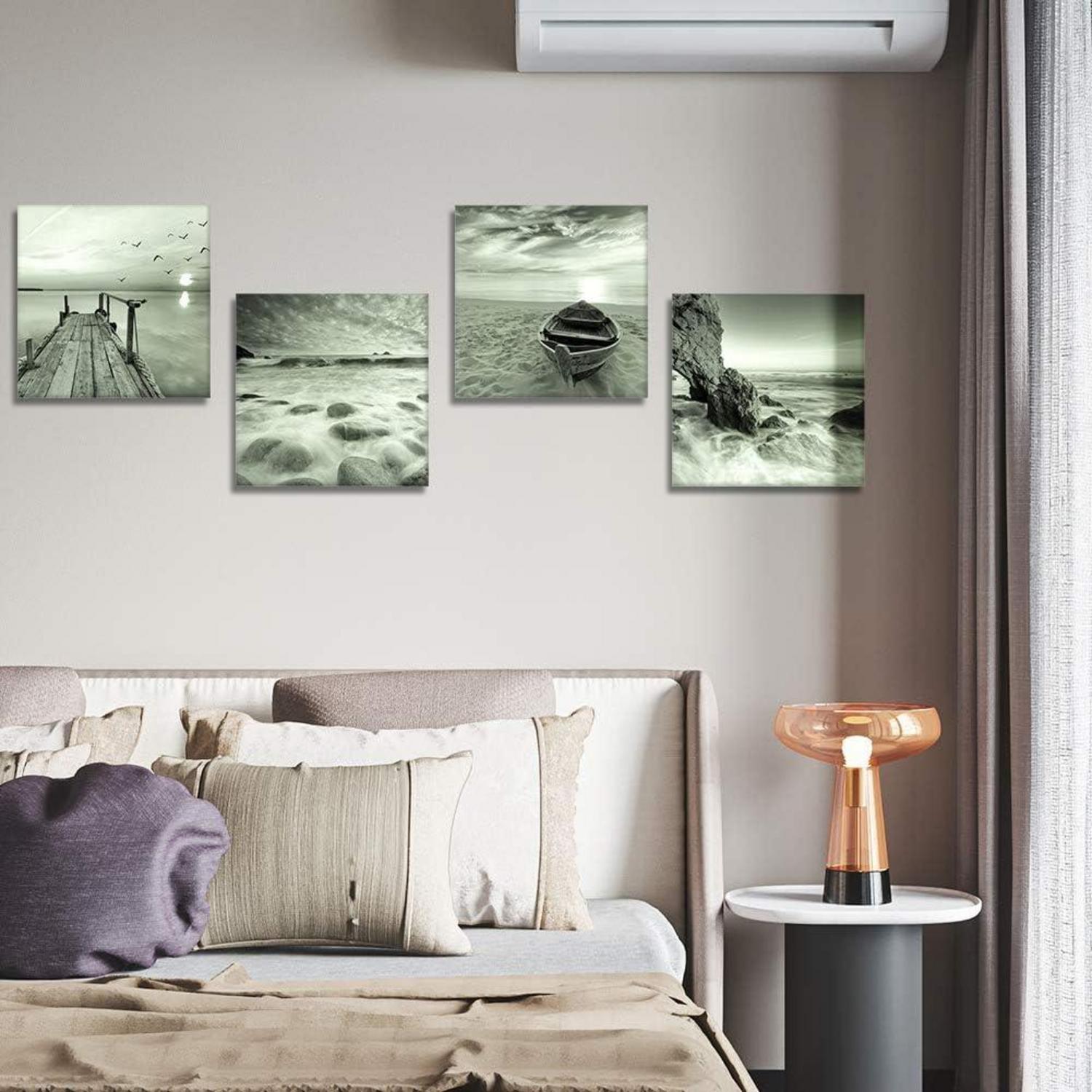 Leinwandbild 4-teilig Seaside-Grau Moderne Wanddekoration 30x30 cm