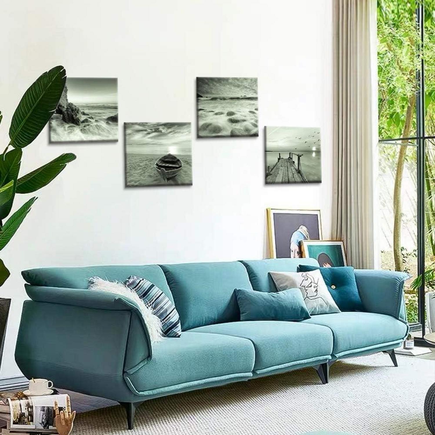 Leinwandbild 4-teilig Seaside-Grau Moderne Wanddekoration 30x30 cm