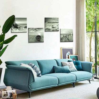 Leinwandbild 4-teilig Seaside-Grau Moderne Wanddekoration 30x30 cm