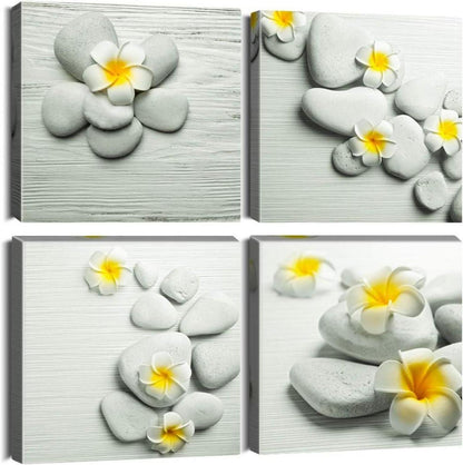 4-teilig Leinwandbilder Gelbe Blumen Motiv Kunstdruck - Moderne