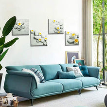 4-teiliges Leinwandbild gelbe Blumen Stein Kunstdruck