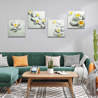 4-teilig Leinwandbilder Gelbe Blumen Motiv Kunstdruck - Moderne