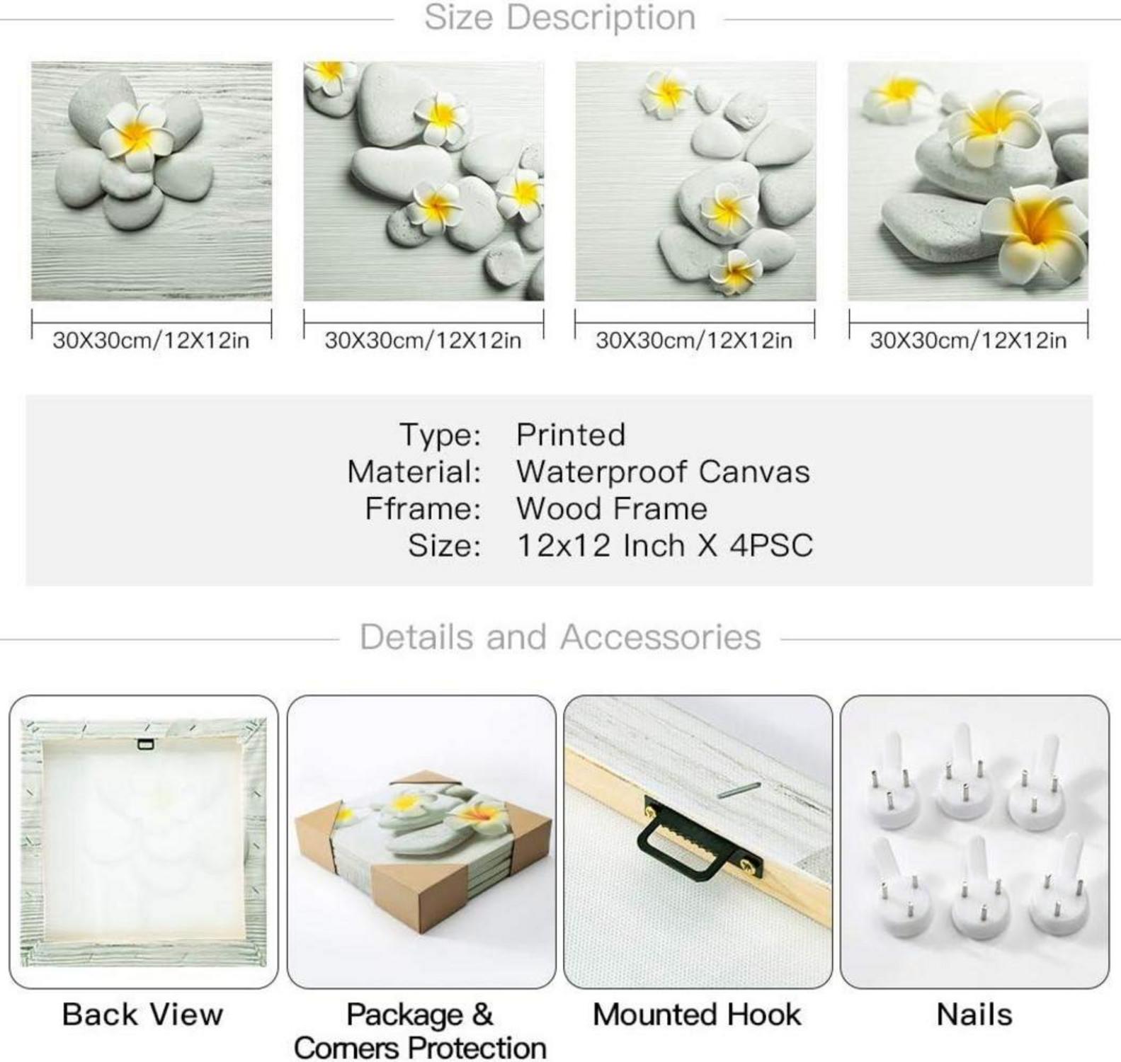 Leinwandbilder gelbe Blumen 4-teilig 30x30 cm Moderne Wanddekoration