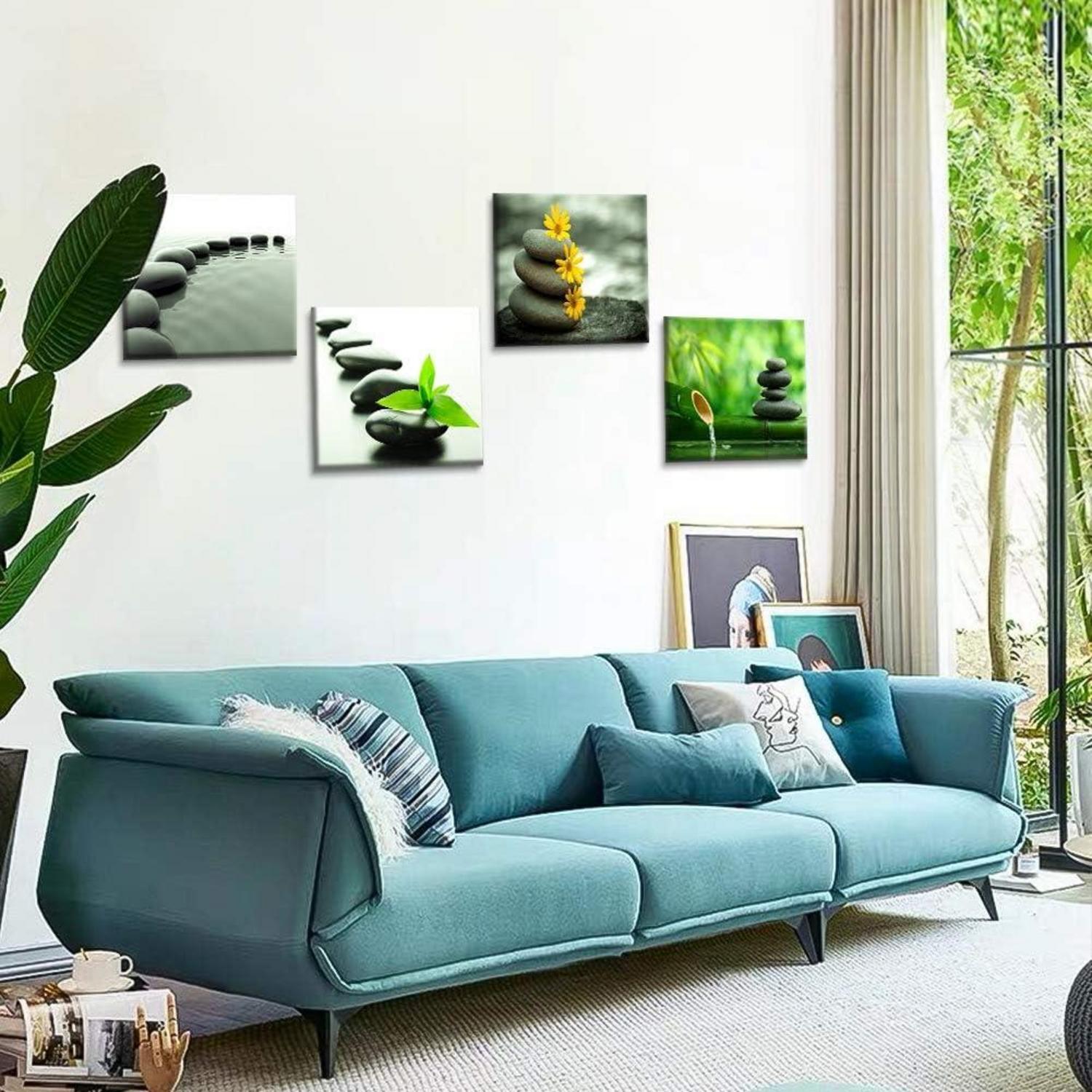 Moderne 4-teilig Leinwandbilder Black Stone Zen-Kultur japanischen Stil 30x30 cm