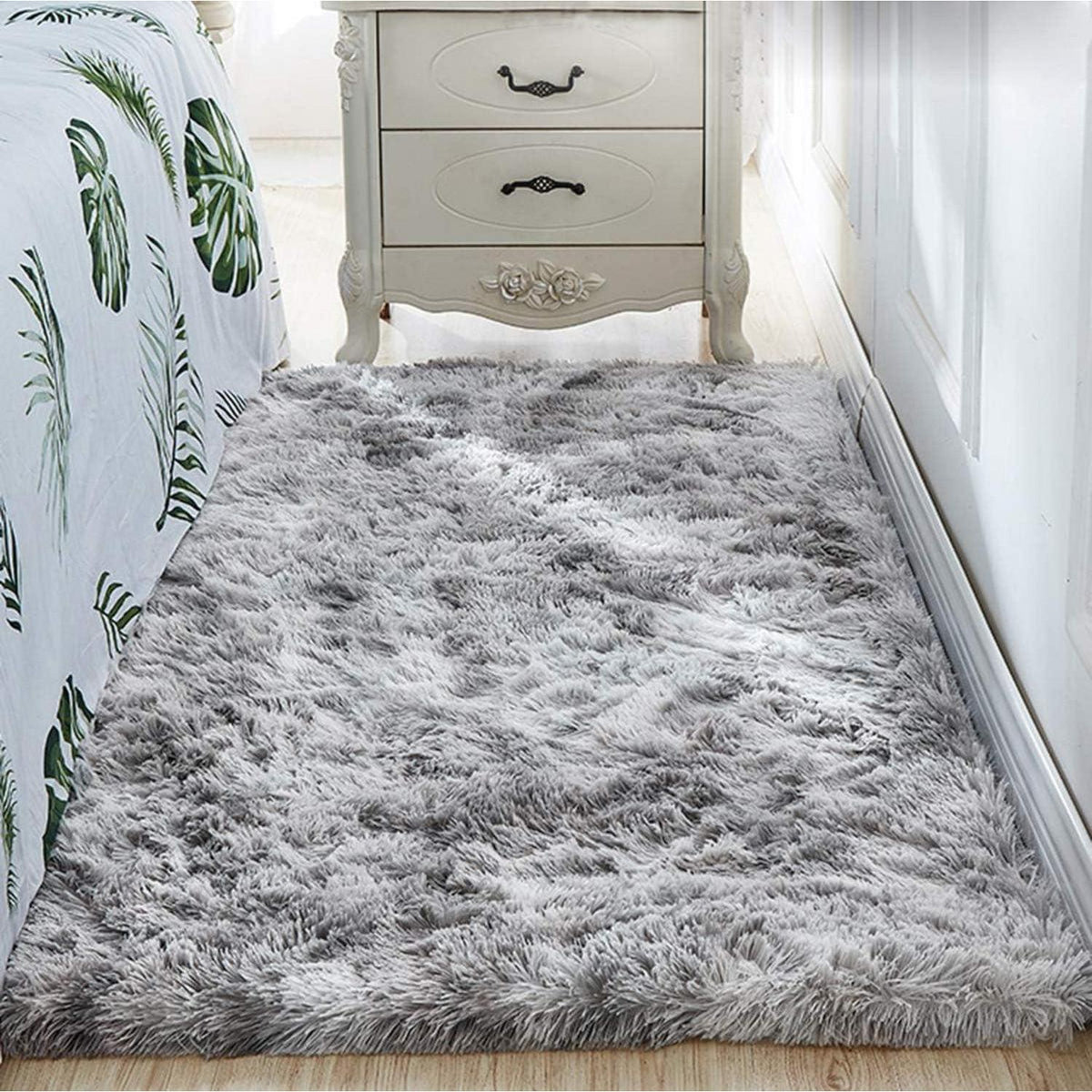 Shaggy Teppich Grau Weiß 160x230cm – Weich & Rutschfest